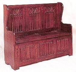 Gothic wooden carved settle bench seat furniture