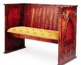 Gothic wooden carved settle bench seat furniture