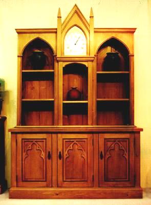 Gothic Revival style wooden pine kitchen dresser furniture