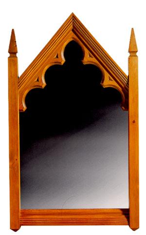 New Gothic arched wooden mirror frame with finials
