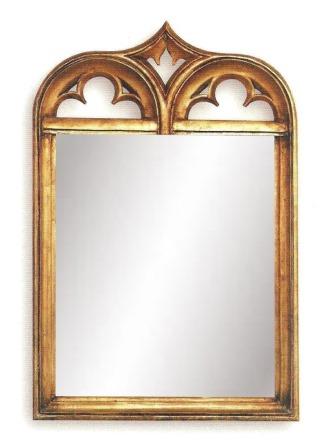 New Gothic gold gilded double arch wooden mirror frame