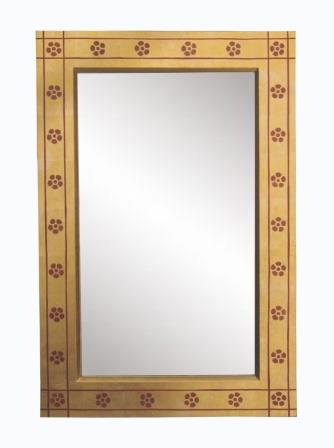 new William Burges Gothic Revival gilded stencilled daisies and painted mirror frame