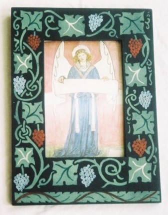 New William Wm Morris & Co. Gothic style painted Vine design mirror frame