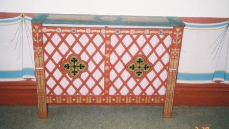 new Wm Burges Gothic Revival style painted and gilded style radiator case