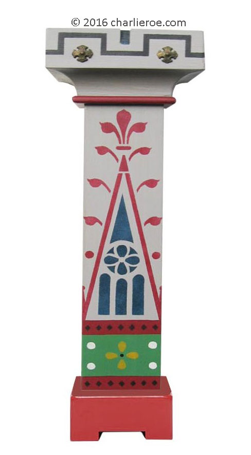 New Gothic Revival style decorative painted table lamps in the style of William Burges Victorian architect