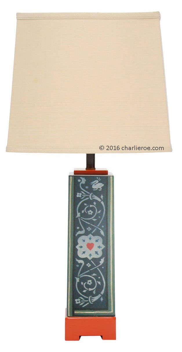 New Gothic Revival style decorative painted table lamps in the style of William Burges Victorian architect