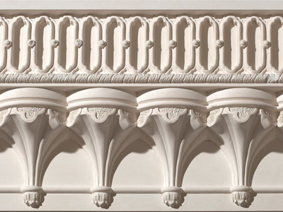 Ornate Gothic cornice plaster moulding