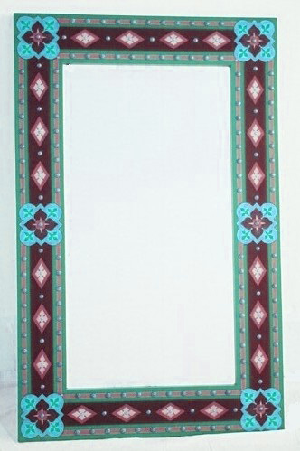 new AWN Pugin Gothic Revival gilded stencilled and painted mirror frame
