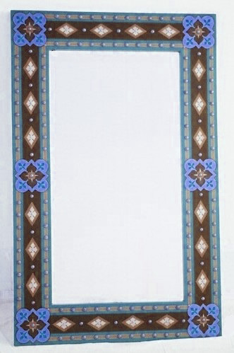 new AWN Pugin Gothic Revival gilded stencilled and painted mirror frame