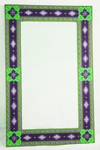 AWN Pugin Gothic Revival gilded stencilled and painted mirror frame