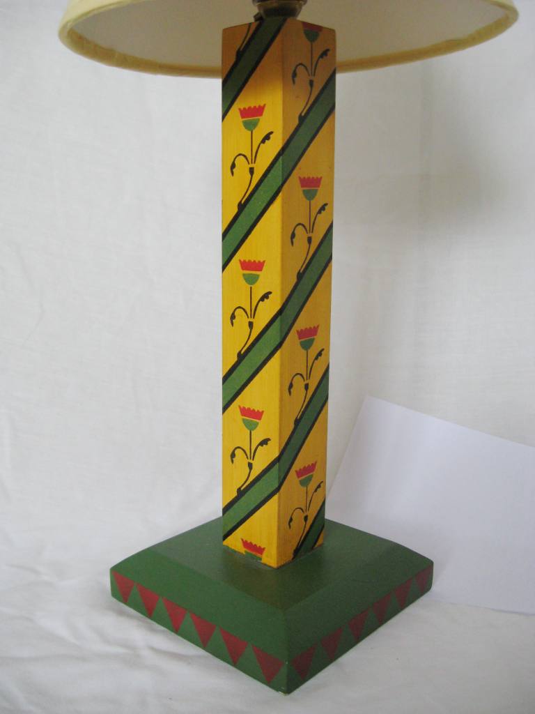 Reformed Gothic Revival painted gilded gold stencilled table lamp