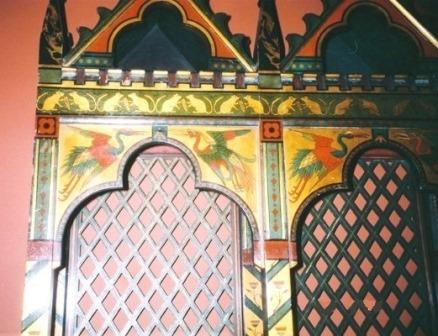 Reformed Gothic Revival painted gilded gold stencilled cabinet furniture