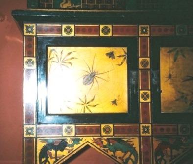 Reformed Gothic Revival painted gilded gold stencilled cabinet furniture