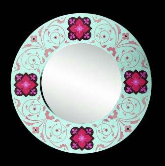 new William Burges Gothic Revival gilded stencilled and painted mirror frame