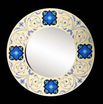 new William Burges Gothic Revival gilded stencilled and painted mirror frame