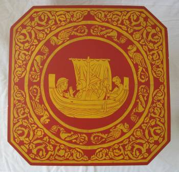 William Burges painted Gothic stencilled coffee table furniture