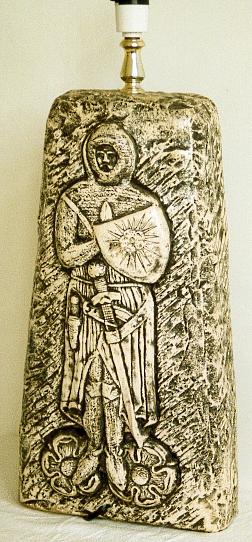 New Gothic Medieval style carved stone effect knight lamp base