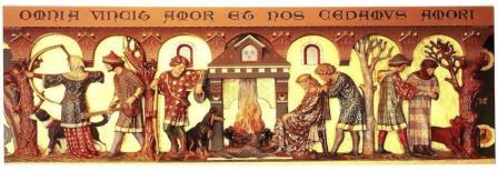 William Burges Gothic carved painted stencilled gilded gold fireplace from Cardiff
