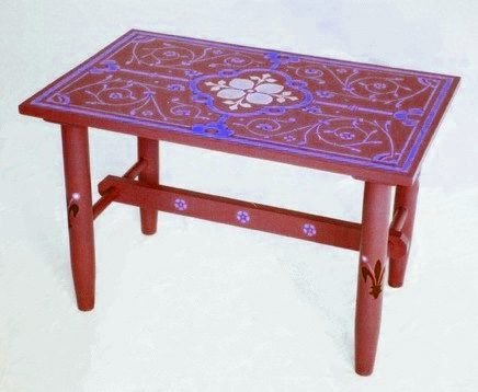 William Burges Gothic Revival style painted stencilled coffee table furniture