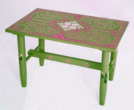 William Burges Gothic Revival style painted stencilled coffee table furniture