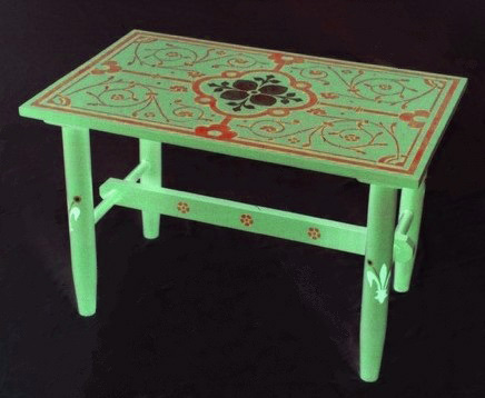 William Burges Gothic Revival style painted stencilled coffee table furniture
