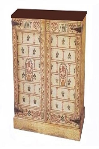 William Burges Reformed Gothic Revival painted armoire cabinet wardrobe furniture