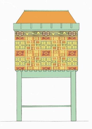 William Burges Gothic Revival Painted stencilled gilded armoire Cupboard bookcase Sideboard drinks TV or Hi-fi cabinet furniture