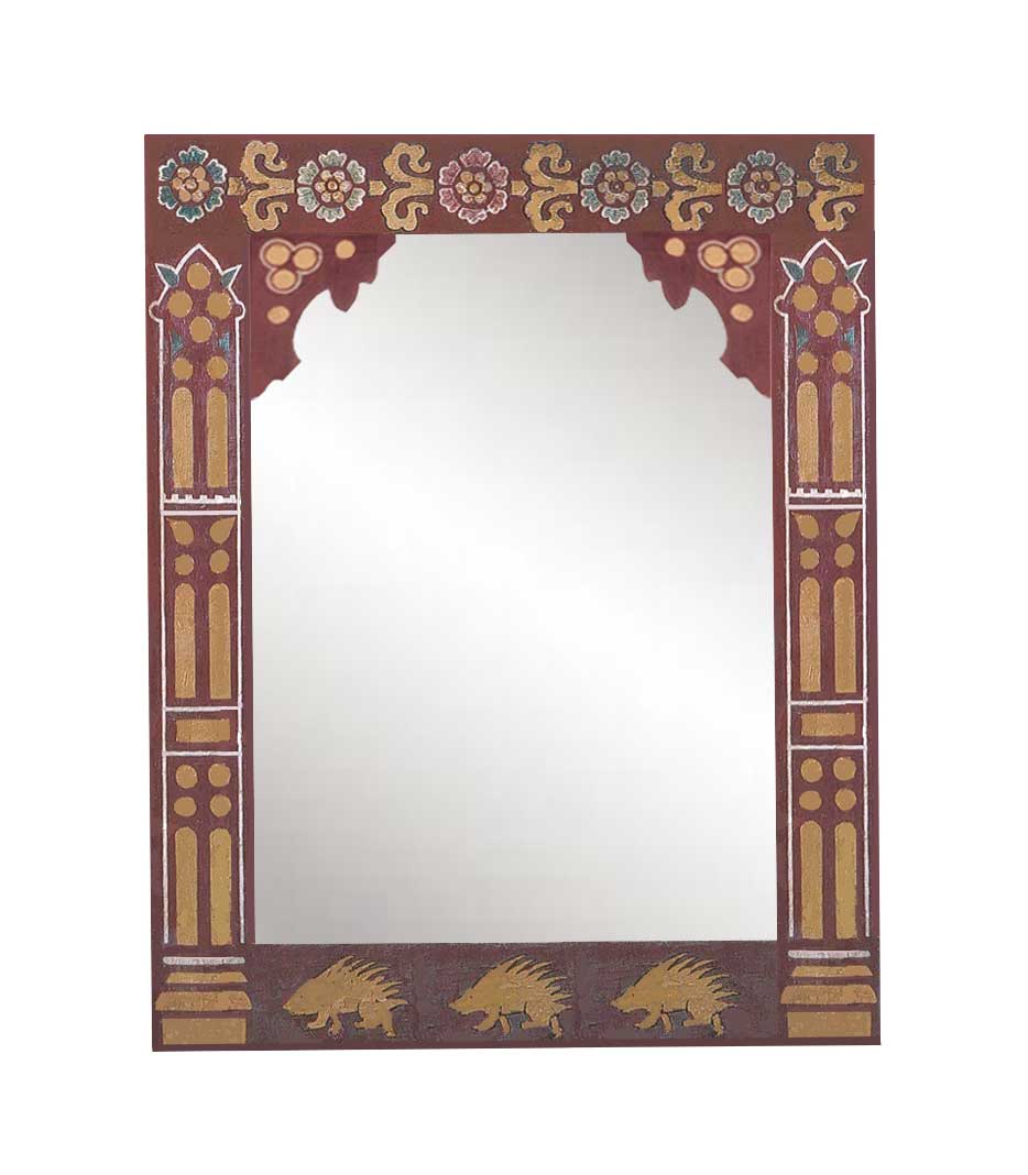 new William Burges Gothic Revival style stencilled & painted mirror frame
