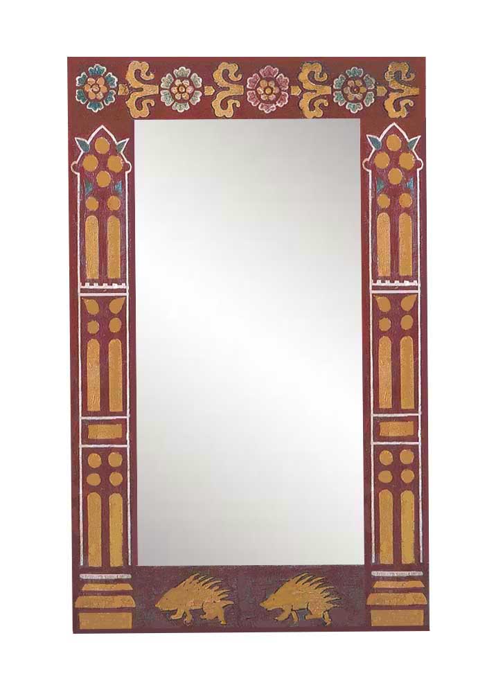 new William Burges Gothic Revival style stencilled & painted mirror frame