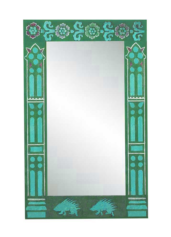new William Burges Gothic Revival style stencilled & painted mirror frame
