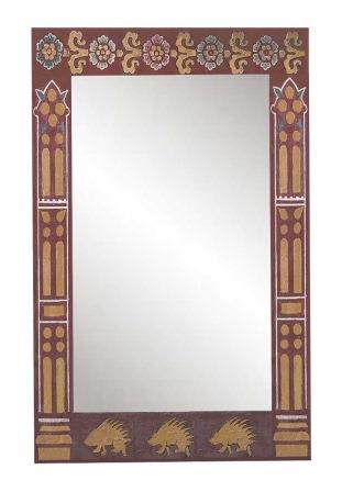 new William Burges Gothic Revival style stencilled & painted mirror frame