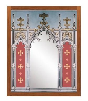 new Gothic Revival style Painted gilded gold triple tryptych Mirror frame