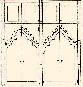 William Burges Reformed Gothic Revival style painted built-in bedroom wardrobes & cupboards