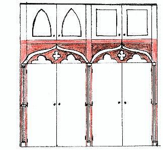 William Burges Reformed Gothic Revival style painted built-in bedroom wardrobes & cupboards