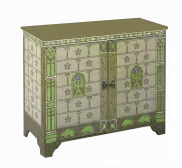 William Burges Gothic Revival style painted 'Fry' cabinet sideboard