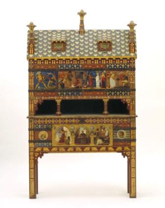 William Burges Gothic Revival Painted Yatman cabinet furniture