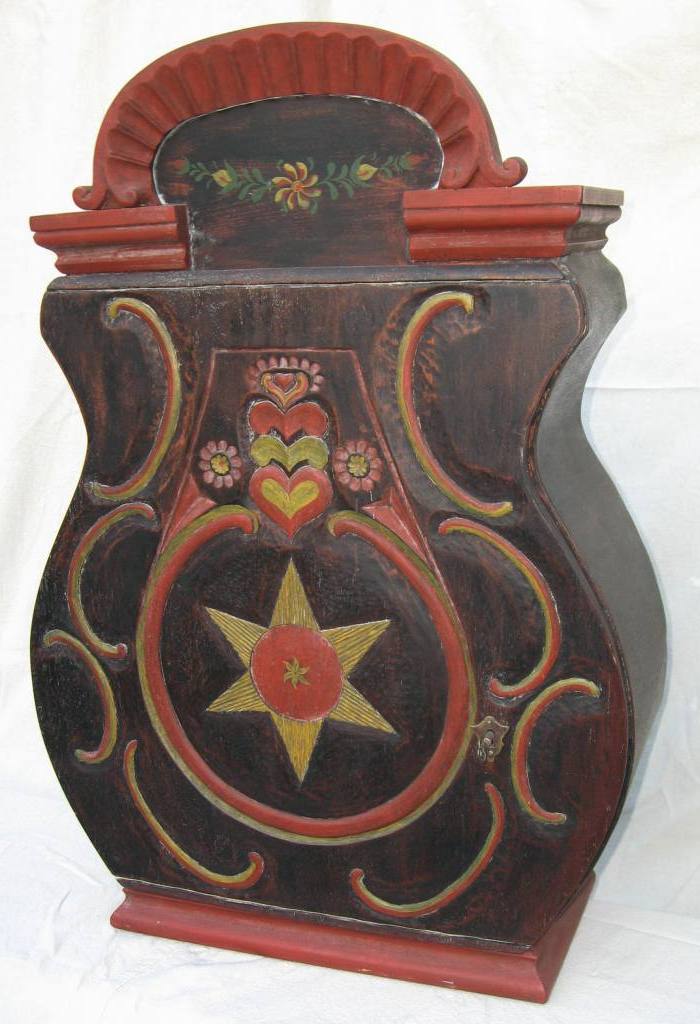 Painted chip-carved Scandinavian Finnish finland folk farm wall cupboard, furniture