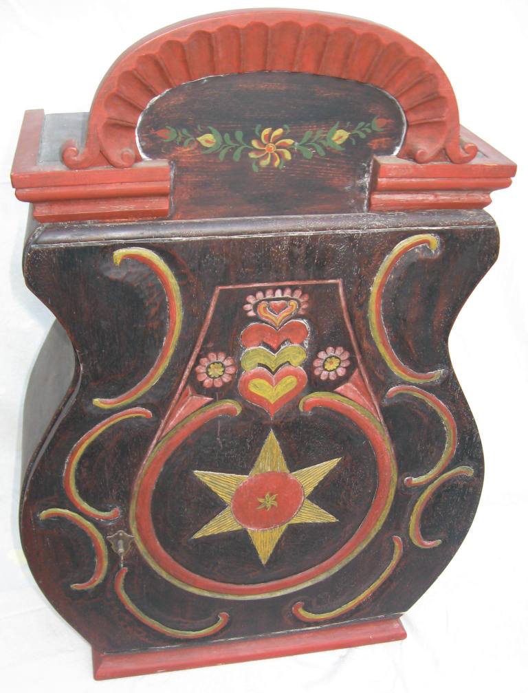 Scandinavian painted & carved wall cupboard skap from Finland C18th