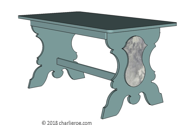 C18th style Scandinavian painted blue farm dining table farm furniture