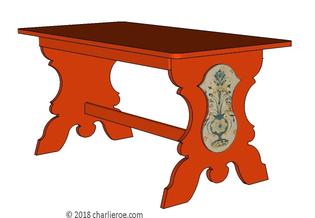 C18th style Scandinavian painted blue farm dining table farm furniture