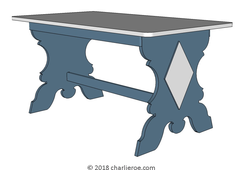 C18th style Scandinavian painted blue farm dining table farm furniture