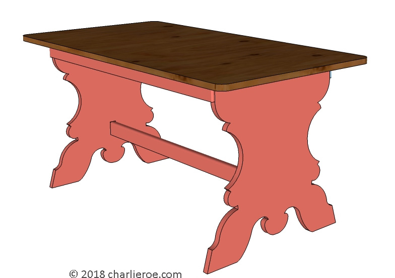 C18th style Scandinavian painted blue farm dining table farm furniture