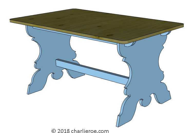 C18th style Scandinavian painted blue farm dining table farm furniture