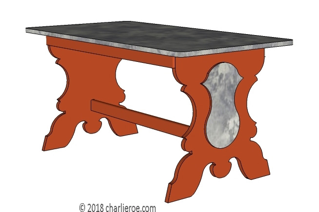 C18th style Scandinavian painted blue farm dining table farm furniture