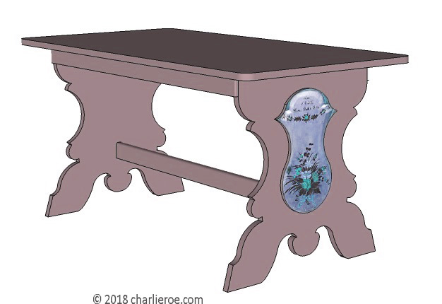 C18th style Scandinavian painted blue farm dining table farm furniture