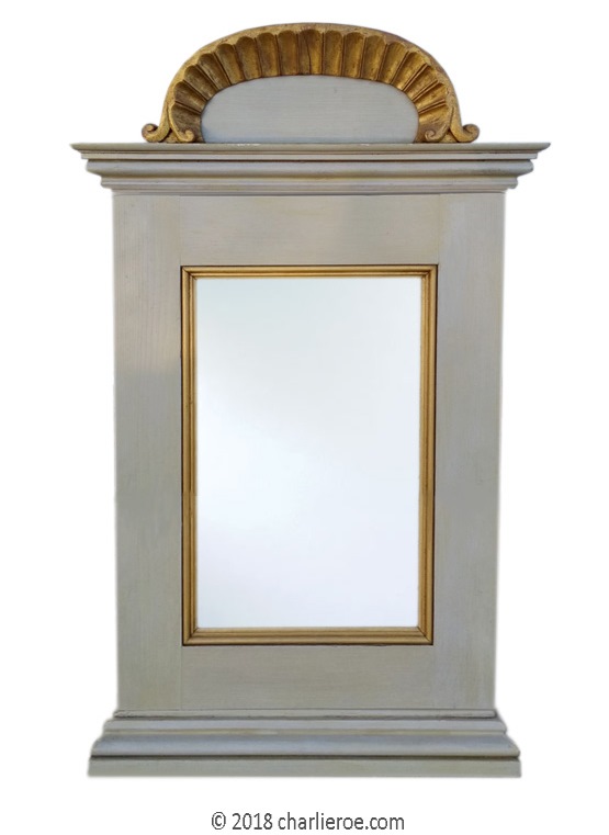 new Painted carved Scandinavian Swedish style wall mirror with gold cornice moulding