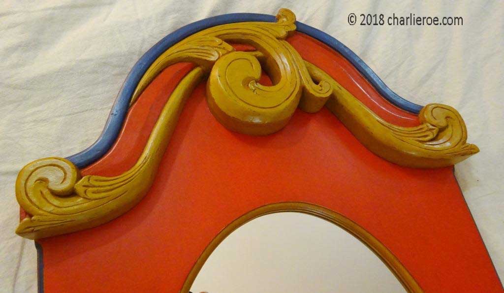 New Painted Scandinavian Norwegian wall mirror with carved Acanthus cornice
