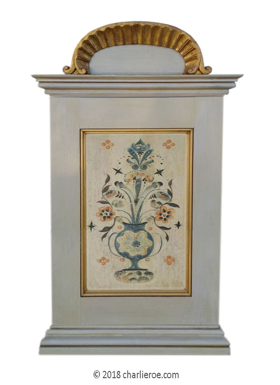 painted carved gilded gold Scandinavian Swedish Gustavian C18th style wall cupboard skap, furniture
