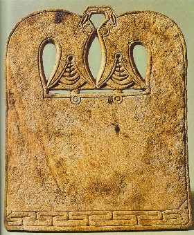 Viking carved whale bone plaque