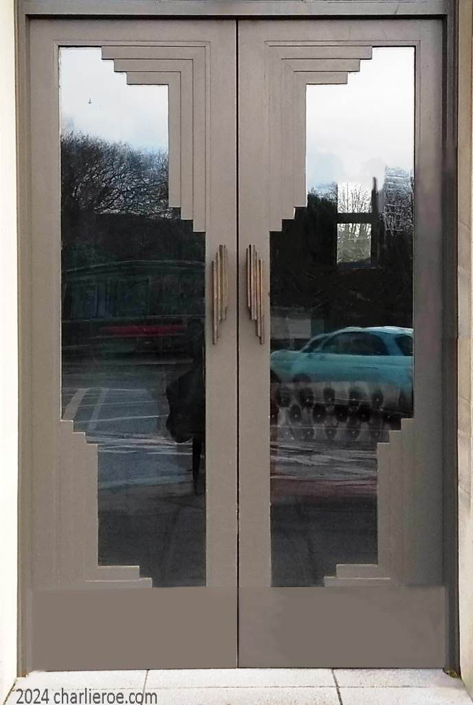new Art Deco double doors with glazed panels & stepped corner mouldings